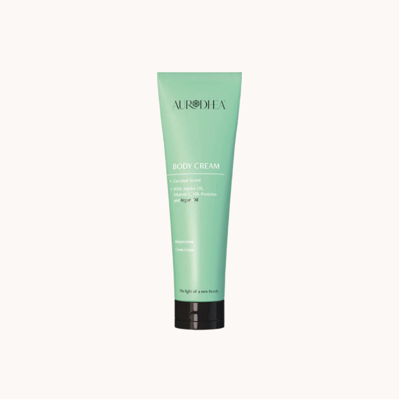 Aurodhea Körpercreme mit Kokosduft, Süßmandelöl und Seidenprotein in Tiegel, feuchtigkeitsspendende Pflege für glatte, geschmeidige Haut mit antioxidativem Schutz
