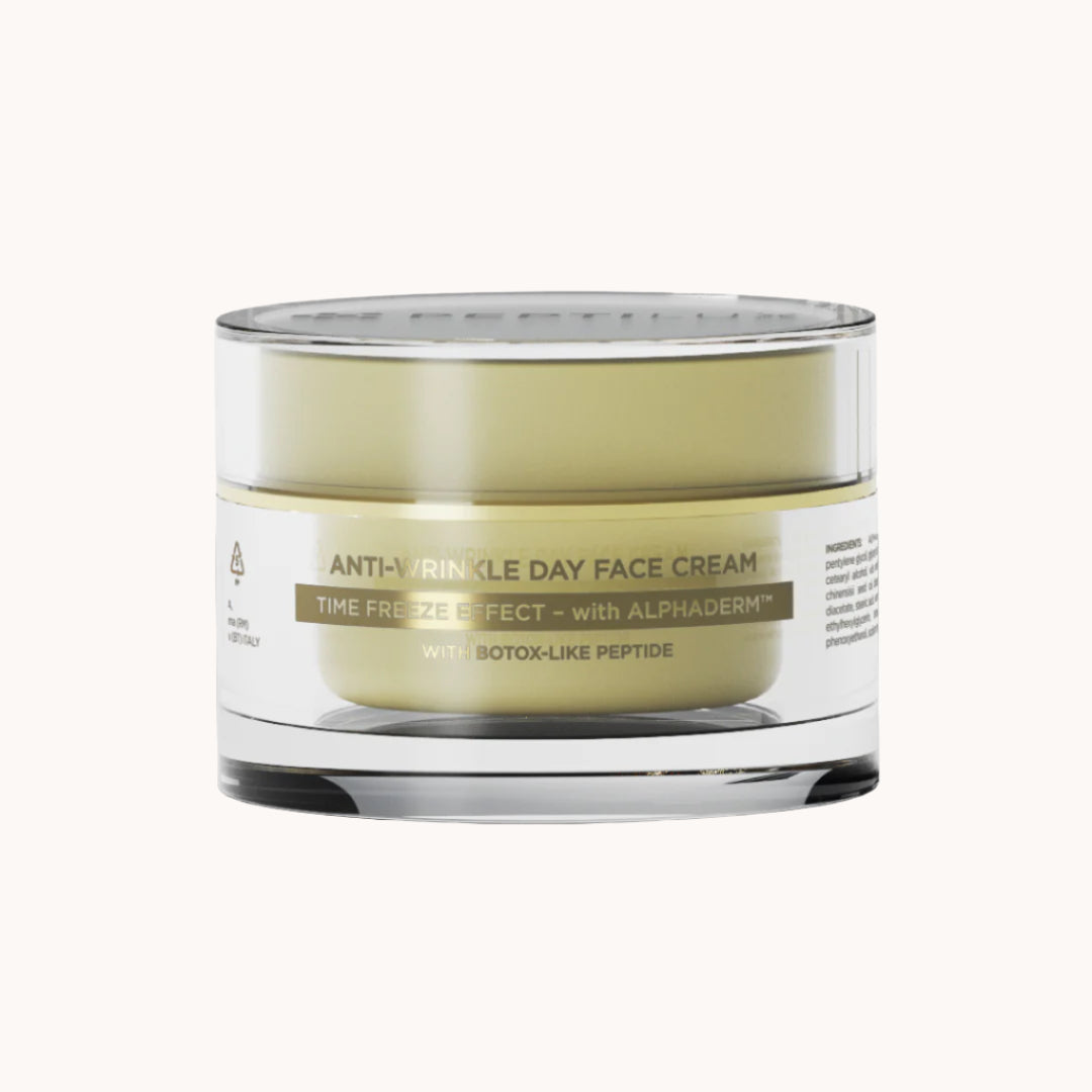 Peptilux Anti-Falten-Tagescreme mit Time-Freeze-Effekt in eleganter Tiegelverpackung, Anti-Aging-Pflege mit ALPHADERM™, Traubenkernöl und Jojobaöl für glattere und jünger aussehende Haut
