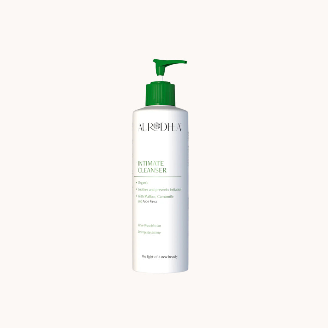 Aurodhea Aloe Vera Intimate Cleanser – sanfte Intimreinigung mit Malven- und Kamillenextrakten, respektiert den natürlichen pH-Wert (4,5), schützt und beruhigt empfindliche Haut, hilft Irritationen zu verhindern. Dermatologisch und Nickel getestet.