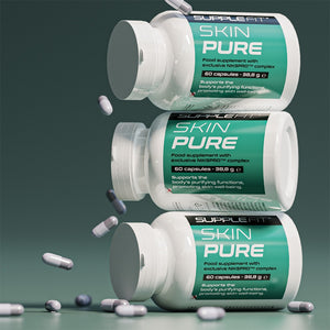 SKINPURE Nahrungsergänzungskapseln mit Brokkoli-, Erdrauch- und Klettenextrakt sowie Niacinamid zur Unterstützung reiner und gesunder Haut