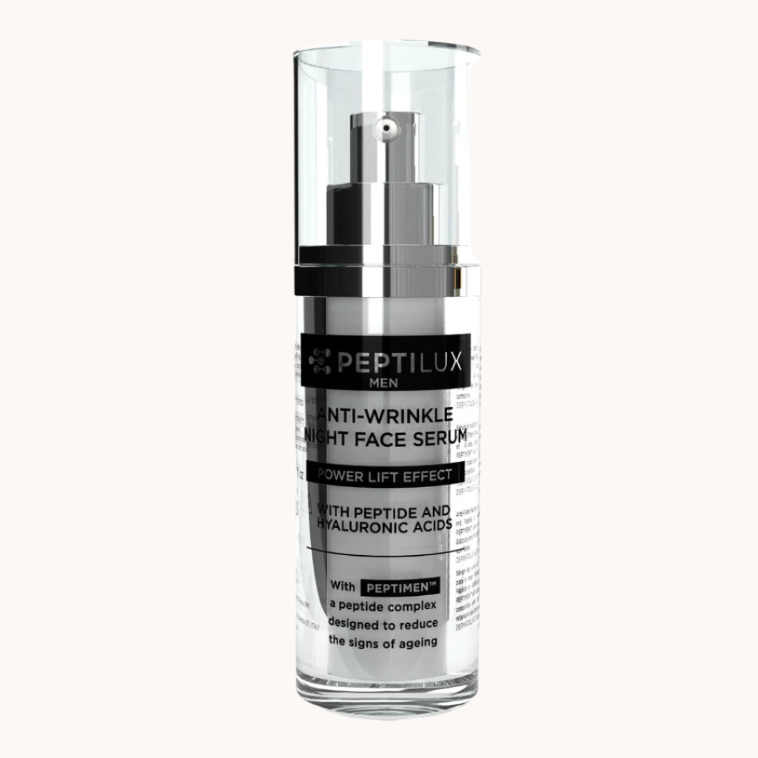 Peptilux Anti-Falten Nachtserum mit Power-Lift-Effekt und PEPTIMEN™-Peptid-Komplex in eleganter Flasche, intensive Anti-Aging-Pflege zur sichtbaren Faltenreduktion und Feuchtigkeitsversorgung
