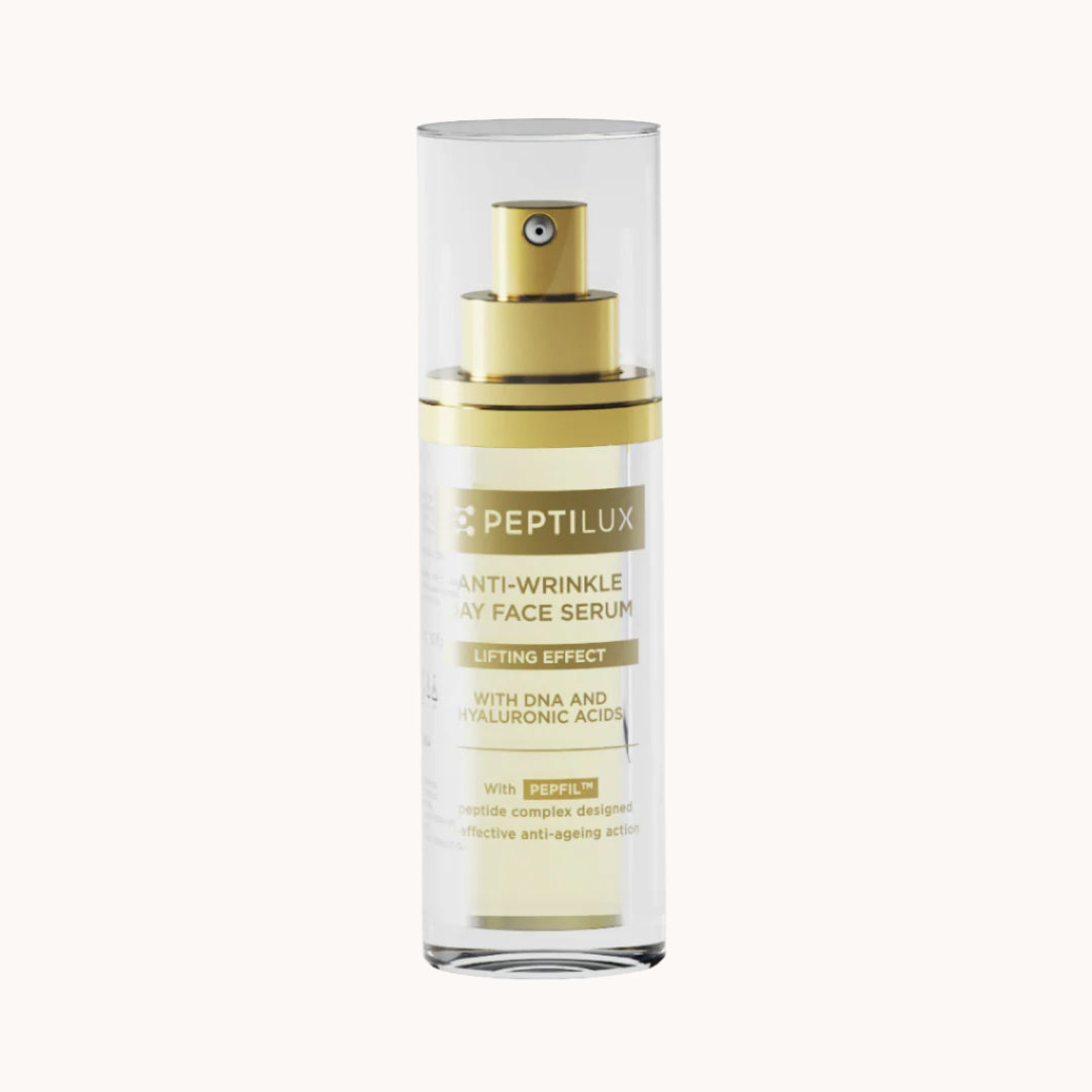 Peptilux Anti-Falten-Tagesserum mit Lifting-Effekt in eleganter Flasche, Anti-Aging-Gesichtspflege mit PEPFIL™-Peptid-Komplex und Hyaluronsäure
