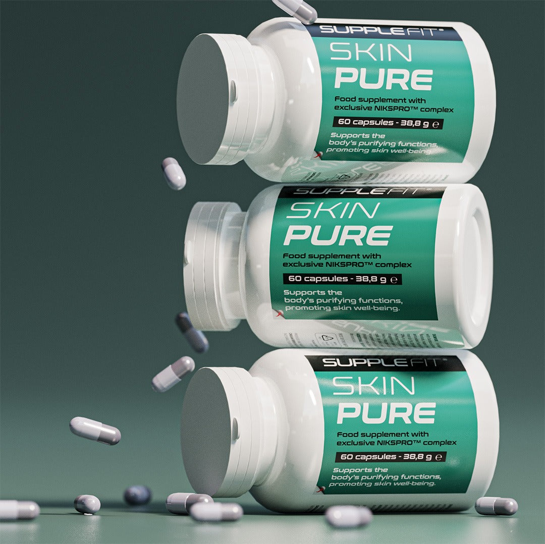 SKINPURE Nahrungsergänzungskapseln mit Brokkoli-, Erdrauch- und Klettenextrakt sowie Niacinamid zur Unterstützung reiner und gesunder Haut